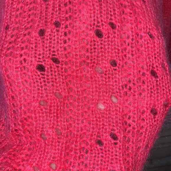 Vintage Sostanza Pink Open Knit Mohair Blend Sweater Size Large Oversize… - Picture 6 of 6